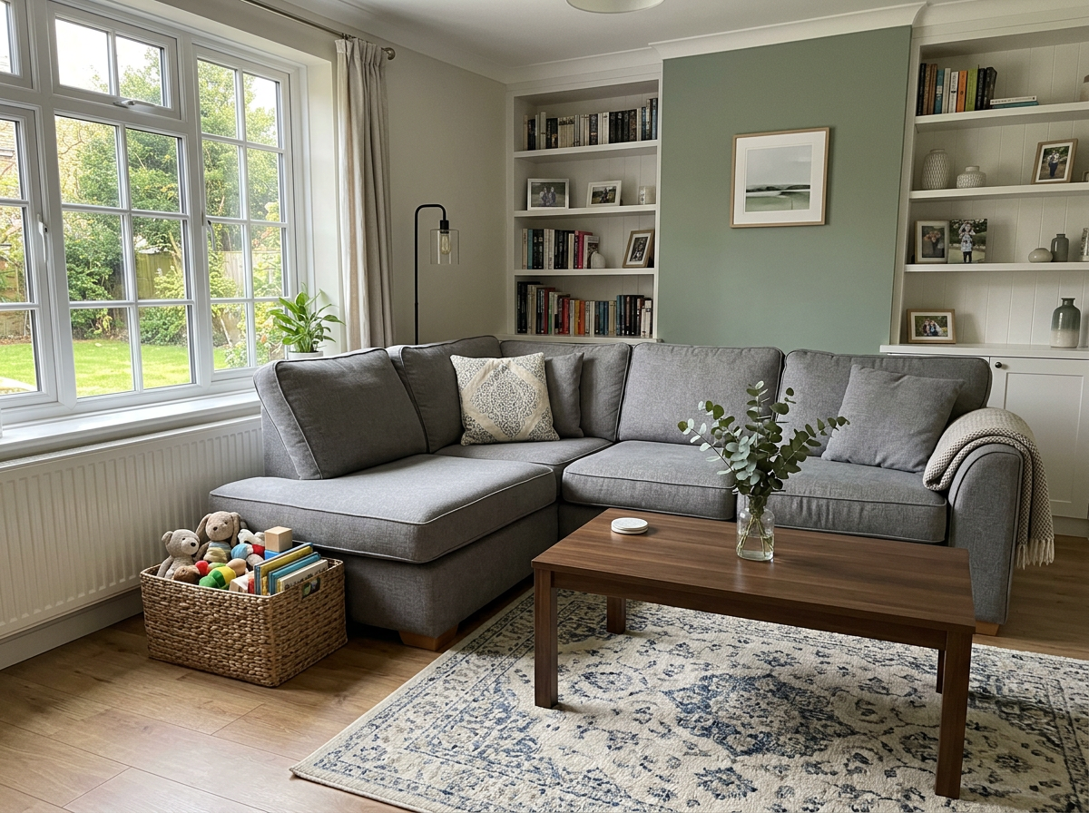 living room after cleaning by Reset and Bloom Co.