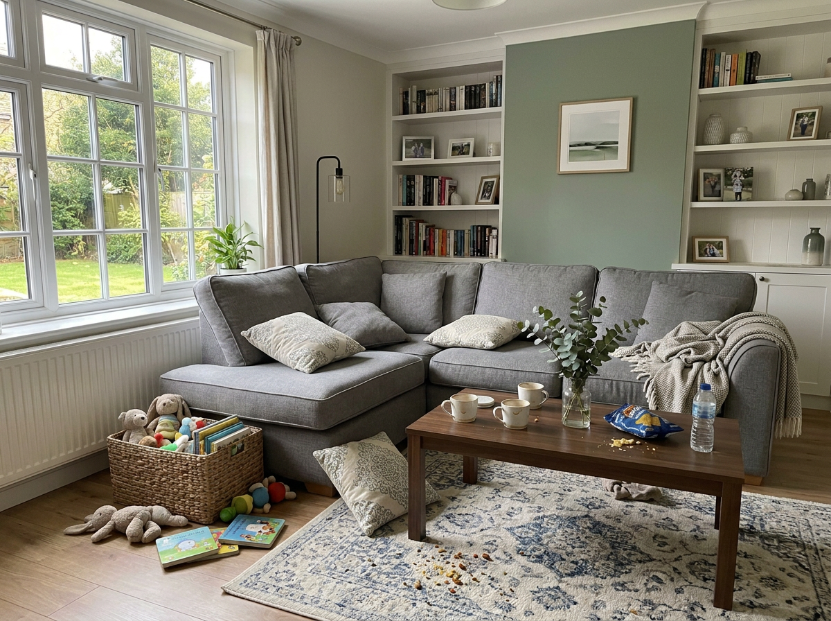 living room before cleaning