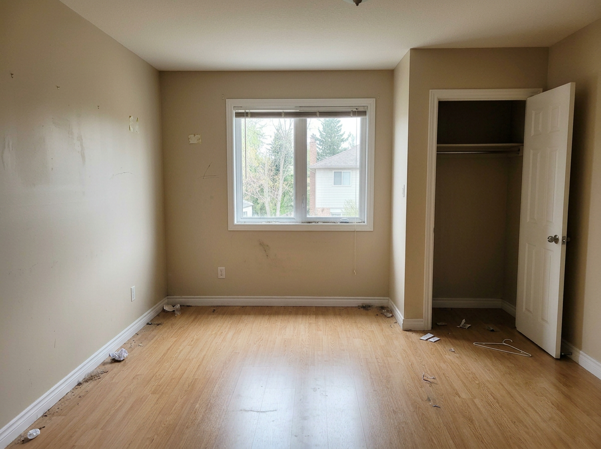 empty bedroom before cleaning