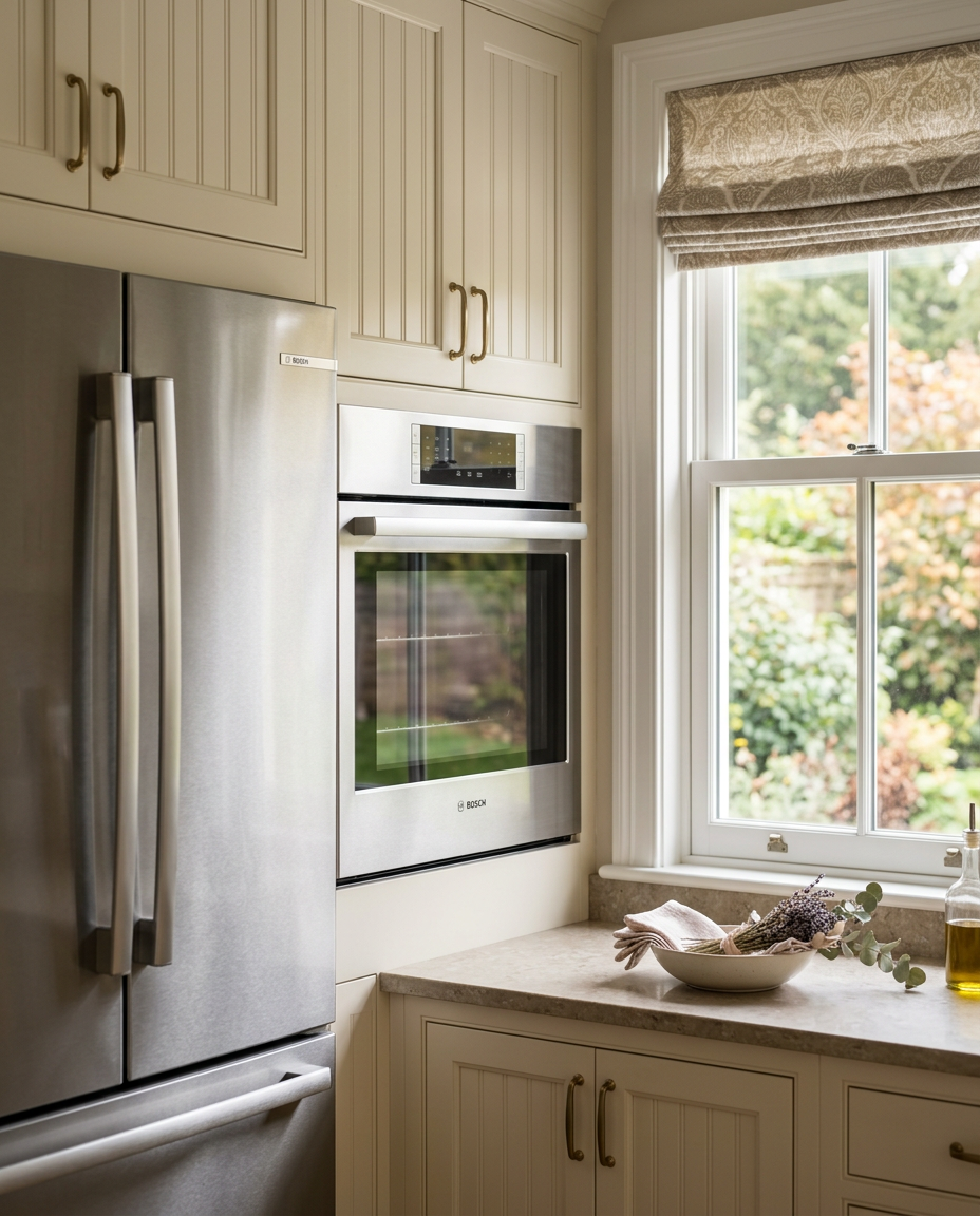 Sparkling clean oven interior and polished appliance fronts